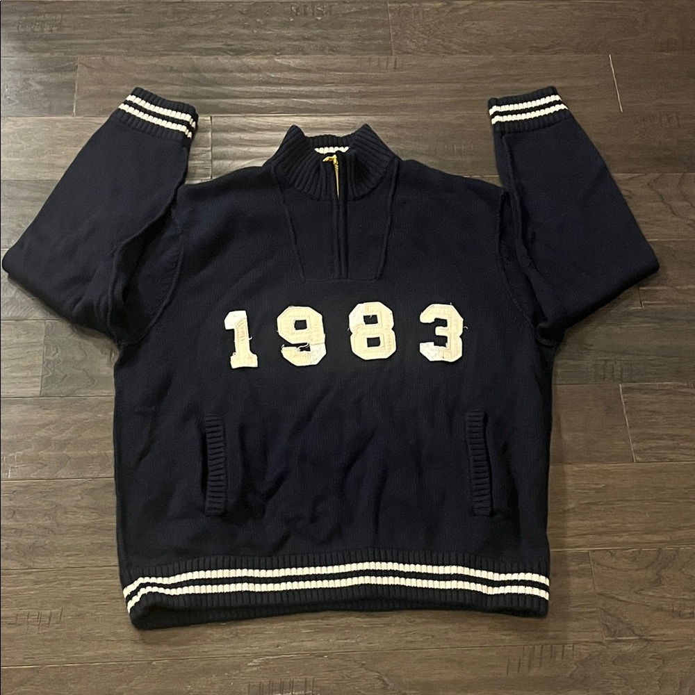Nautical 1983 1/4 Zip Sweater Navy Blue Mens Size XXL